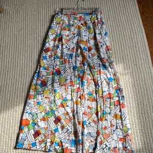 Anthropologie Maeve Leadlight Maxi Skirt Multicolored Stained Glass Lined Cotton